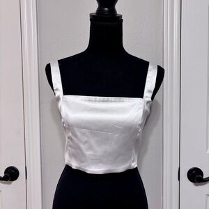 Abercrombie & Fitch White Satin Crop Top